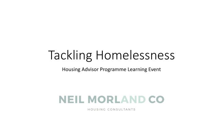 tackling homelessness