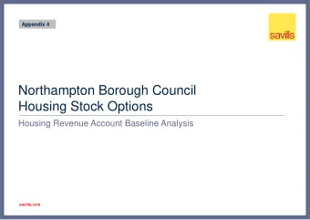 Northampton Borough Council  Housing Stock Options  Housing Revenue Account Baseline Analysis
