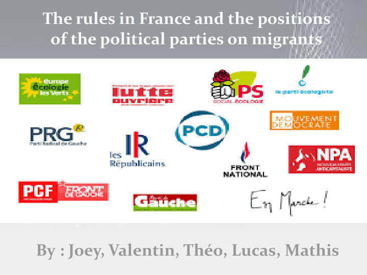 the rules in france and the positions of the political