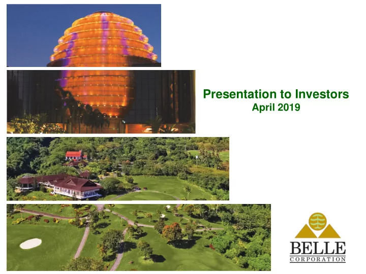 presentation to investors