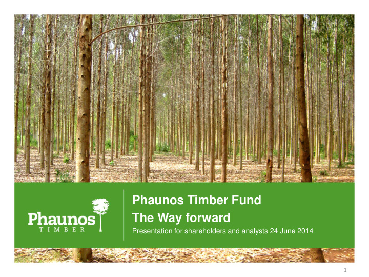 phaunos timber fund the way forward