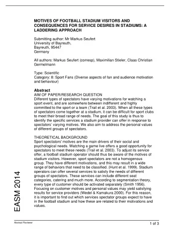 EASM 2014  groups of spectators. These services can include different seat  categories, catering