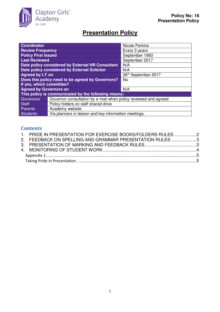 presentation policy