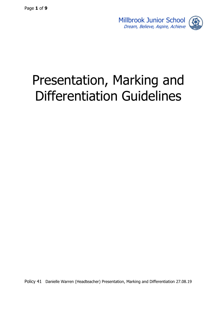 presentation marking and differentiation guidelines