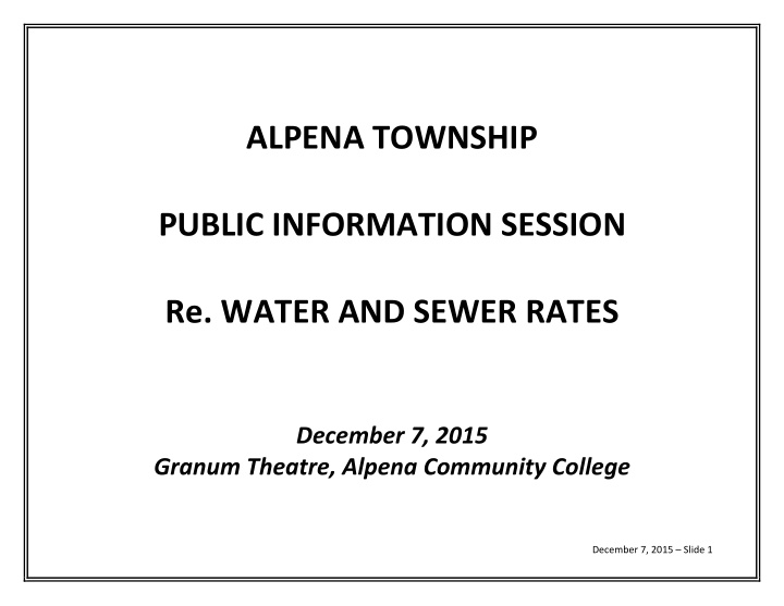 alpena township public information session re water and
