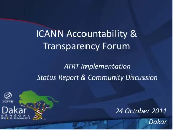 ICANN Accountability &amp;  Transparency Forum  ATRT Implementation  Status Report &amp; Community