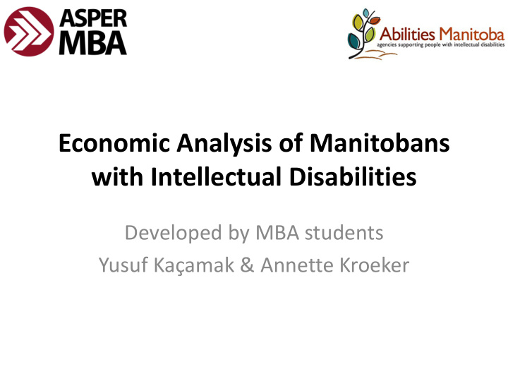 economic analysis of manitobans with intellectual