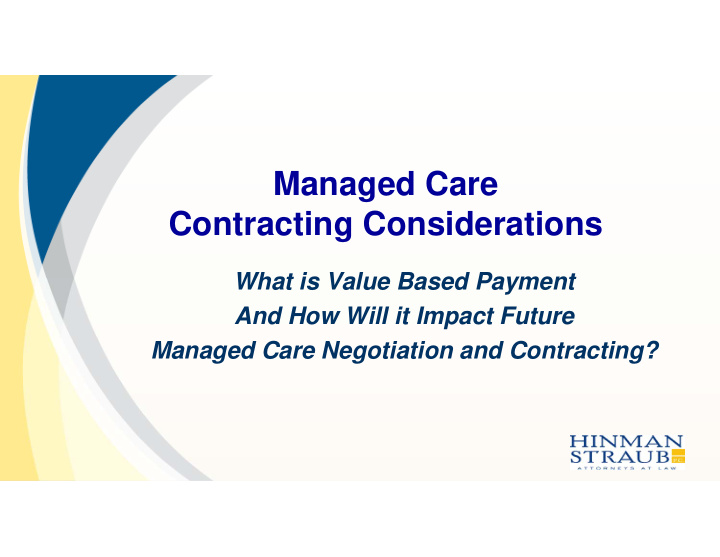 managed care contracting considerations