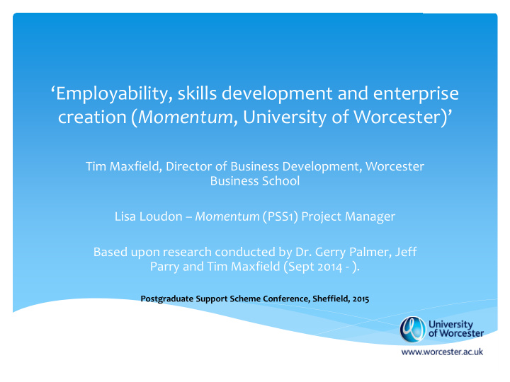 employability skills development and enterprise creation