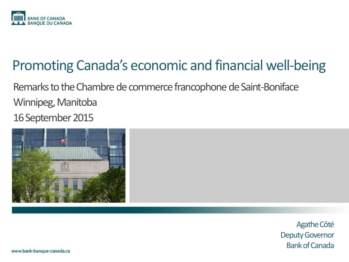 promoting canada s economic and financial well being