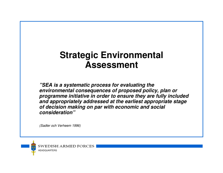strategic environmental assessment