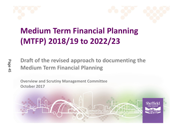 medium term financial planning mtfp 2018 19 to 2022 23