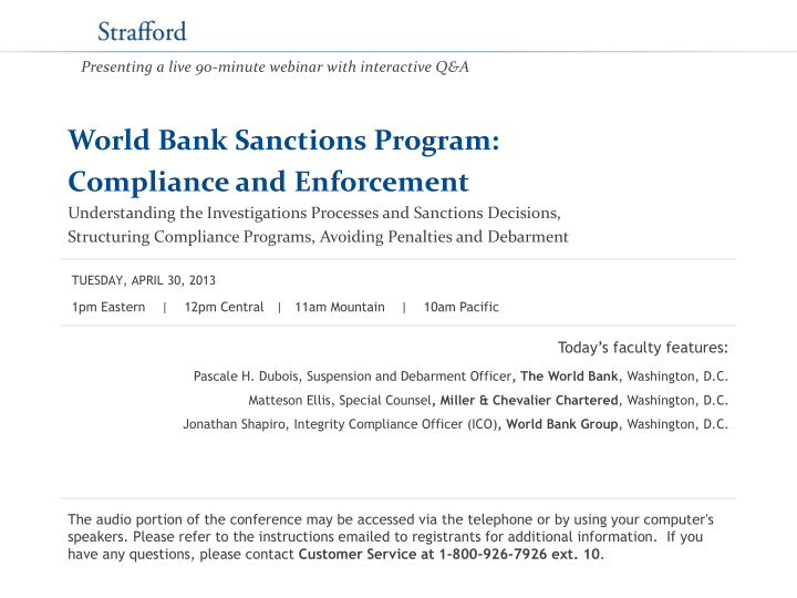 world bank sanctions program compliance and enforcement