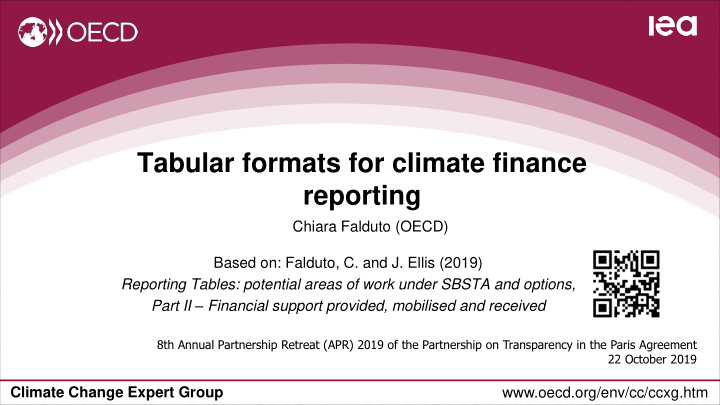 tabular formats for climate finance reporting