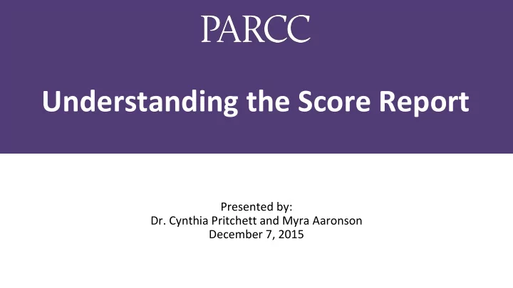 understanding the score report