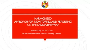 HA  HARMONIZ  IZED  AP  APPROACH FOR MO  MONI  NITORING  NG AND  AND REPORTING  NG  ON  ON TH  THE