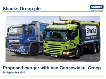 Proposed merger with Van Gansewinkel Groep  29 September 2016  Disclaimer  This presentation and