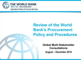 Review of the World  Banks Procurement  Policy and Procedures  Global Multi-Stakeholder