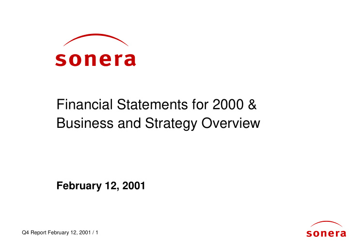 financial statements for 2000 business and strategy