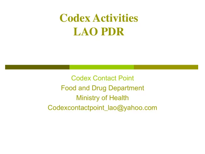 codex activities lao pdr