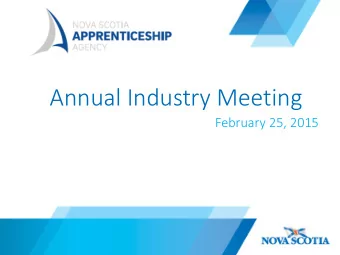 Annual Industry Meeting  February 25, 2015  Our Mission: As advocates and stewards, the agency,