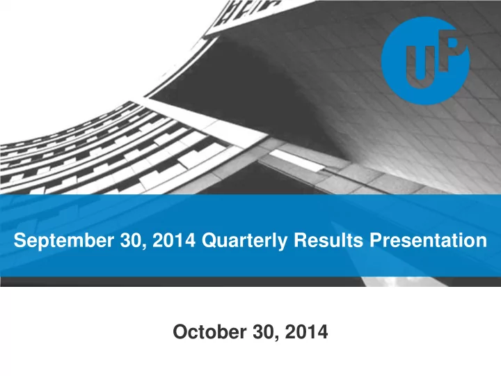 september 30 2014 quarterly results presentation