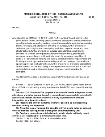 PUBLIC SCHOOL CODE OF 1949 - OMNIBUS AMENDMENTS  Act of Nov. 3, 2016, P.L. 1061, No. 138  Cl. 24