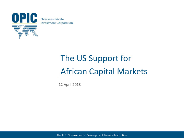 the us support for african capital markets