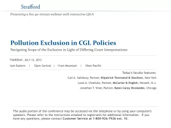 Pollution Exclusion in CGL Policies  Navigating Scope of the Exclusion in Light of Differing Court
