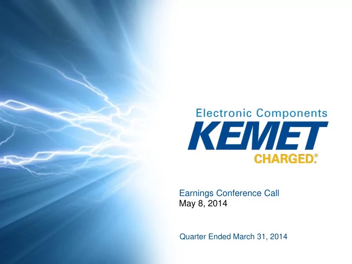 earnings conference call may 8 2014
