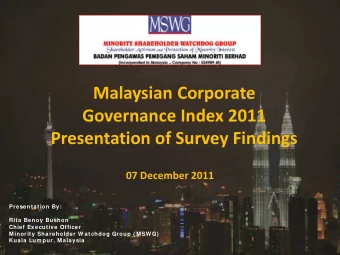 Malaysian Corporate  Governance Index 2011  Presentation of Survey Findings  07 December 2011