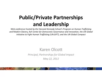 Public/Private Partnerships and Leadership  Web conference hosted by the Harvard Kennedy School's