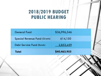 PUBLIC HEARING  General Fund  $36,996,346 Special Revenue Fund (Grants)  614,150 Debt Service Fund