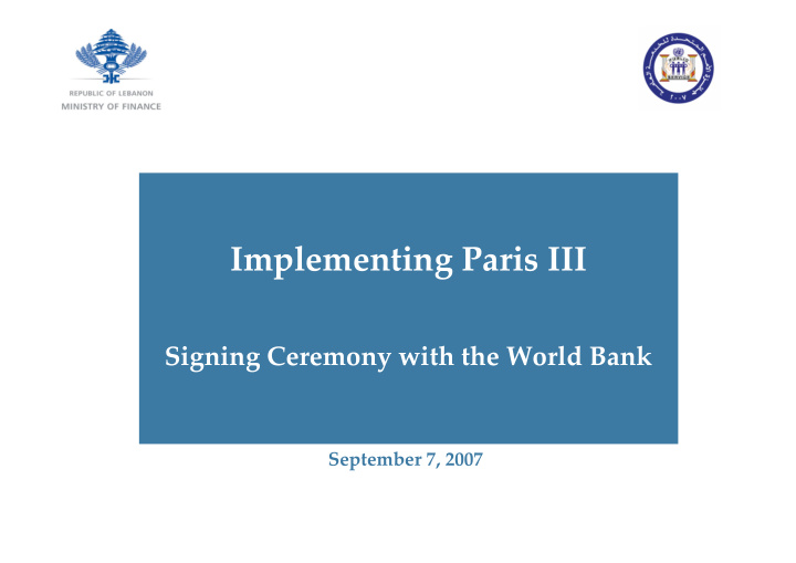 implementing paris iii