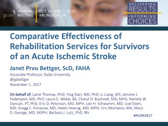 Comparative Effectiveness of  Rehabilitation Services for Survivors  of an Acute Ischemic Stroke