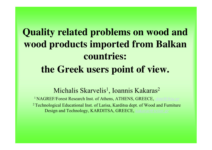 quality related problems on wood and wood products