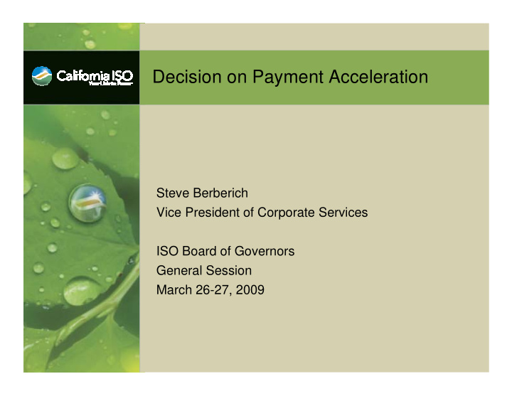 decision on payment acceleration