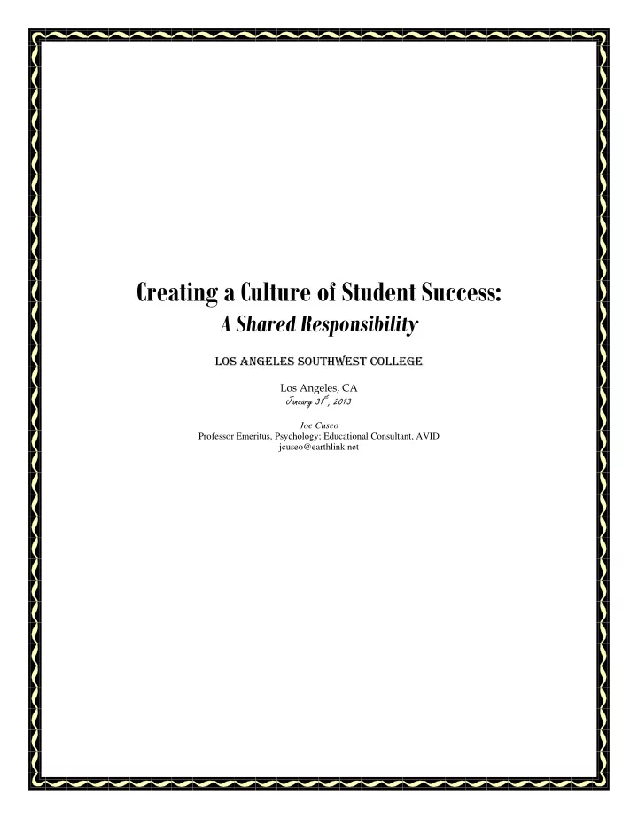 creating a culture of student success
