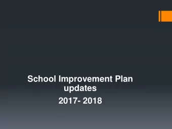 School Improvement Plan  updates  2017- 2018  Goal: 100% of our students will graduate with the