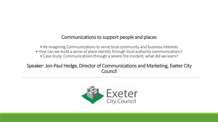 communications to support people and places