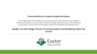 Communications to support people and places  Re -imagining Communications to serve local