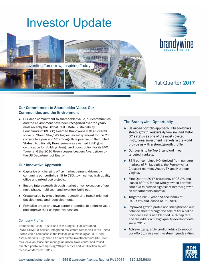 investor update