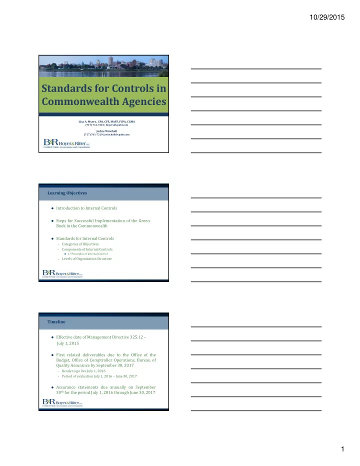 standards for controls in commonwealth agencies