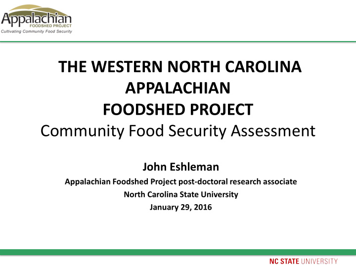 the western north carolina appalachian foodshed project