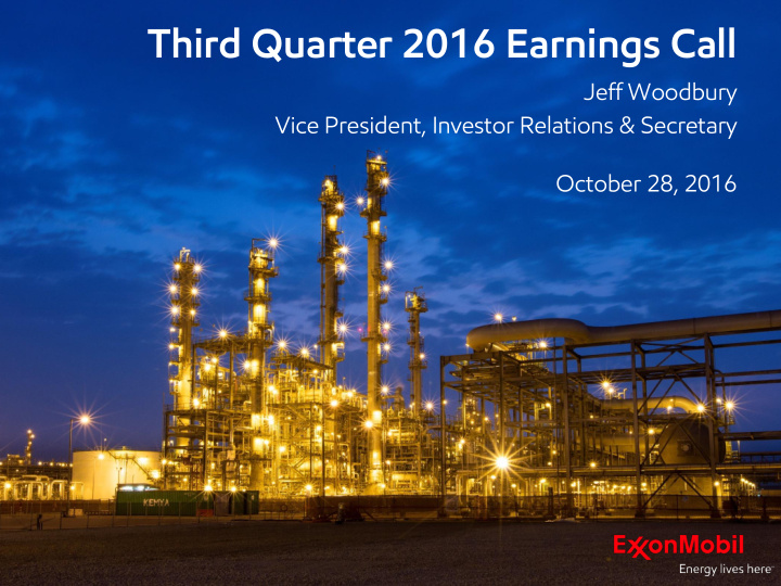 third quarter 2016 earnings call