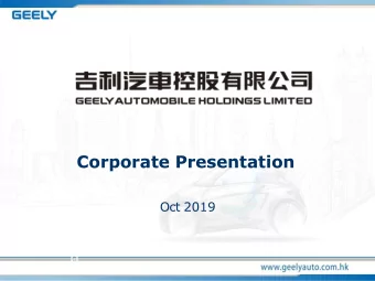 Corporate Presentation  Oct 2019  Sales Performance  Jan-Sep 2019  Overall:  958,110 units -16% Y
