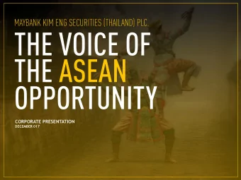 CORPORATE PRESENTATION  DECEMBER 017  AGENDA  MKET  MAYBANK  FINANCIAL  OVERVIEW  GROUP  HIGHLIGHTS