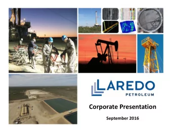 Corporate Presentation September 2016 Forward  Looking / Cautionary Statements This presentation