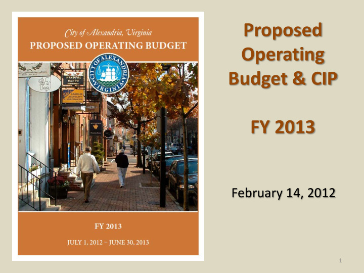 proposed operating budget cip fy 2013