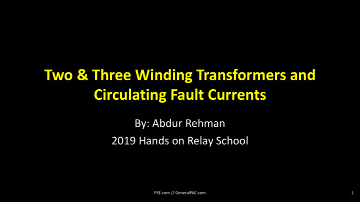 two three winding transformers and circulating fault